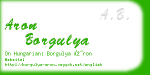 aron borgulya business card